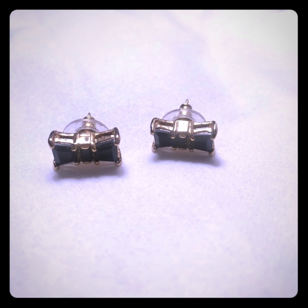 Kate spade black and gold bow earrings